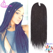 12, 14, 16, 18, 20, 22 дюйма, ручная работа, вязанные крючком косички, Сенегальские скрученные волосы для наращивания, коричневый, серый, красный, Ombre, синтетическая оплетка, 22 пряди/шт