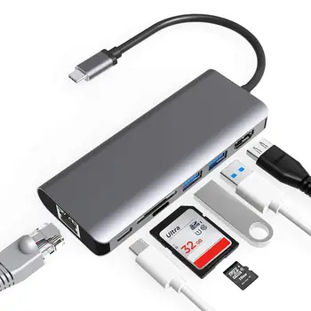 

7 in 1 Type-c to HDMI/USB 3.0 Hub/RJ45/PD/Micro-SD/TF Card Fast Charging Dock