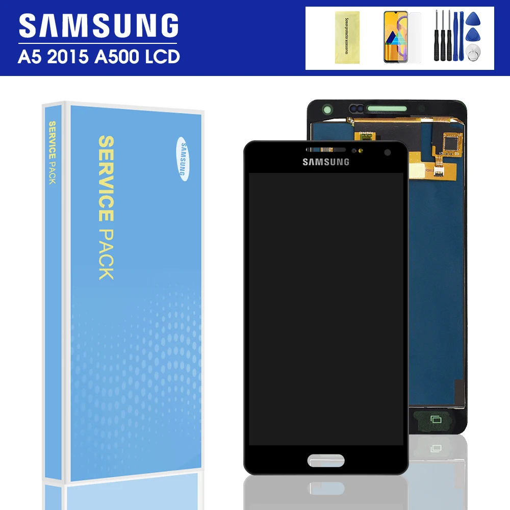 A500F дисплей для samsung Galaxy A5 ЖК-дисплей кодирующий преобразователь сенсорного экрана в сборе A500FD A500H ЖК-яркость может регулироваться