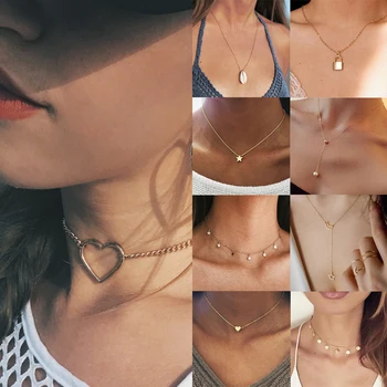 

Necklace For Women Fashion Collar Cross Modern Drop Charm Female Banquet Star Moon Elephant Pearl Heart Pendant