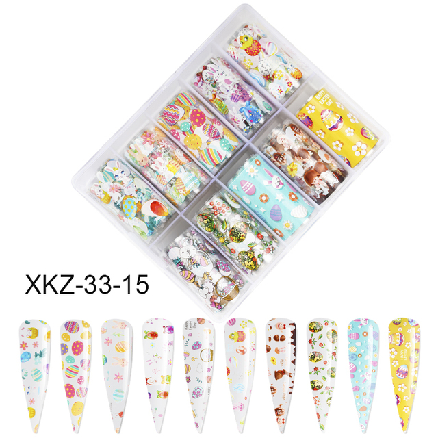 Star Transfer Paper Laser Leopard Print Gale Camouflage Small Fresh Fruit Star Set Nail Sticker Decorative Art 1Box 10 Grid