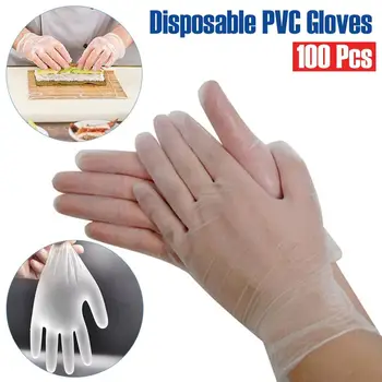 

100pcs Transparent Disposable Gloves Latex pvc Dishwashing/Kitchen/Work/Rubber/Garden/Food Gloves Universal