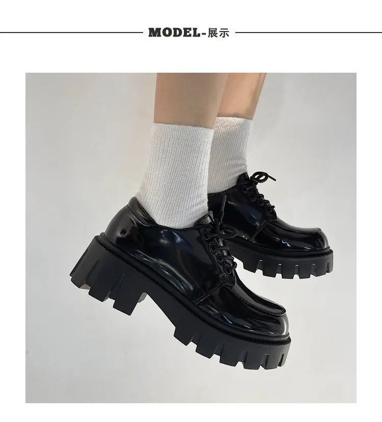 Black Vintage oxford platform Shoes Women Spring autumn Fashion Comfortable Leather Platform Oxfords Loafers Casual Boat Shoes Black Vintage oxford platform Shoes Women Spring autumn Fashion Comfortable Leather Platform Oxfords Loafers Casual Boat Shoes