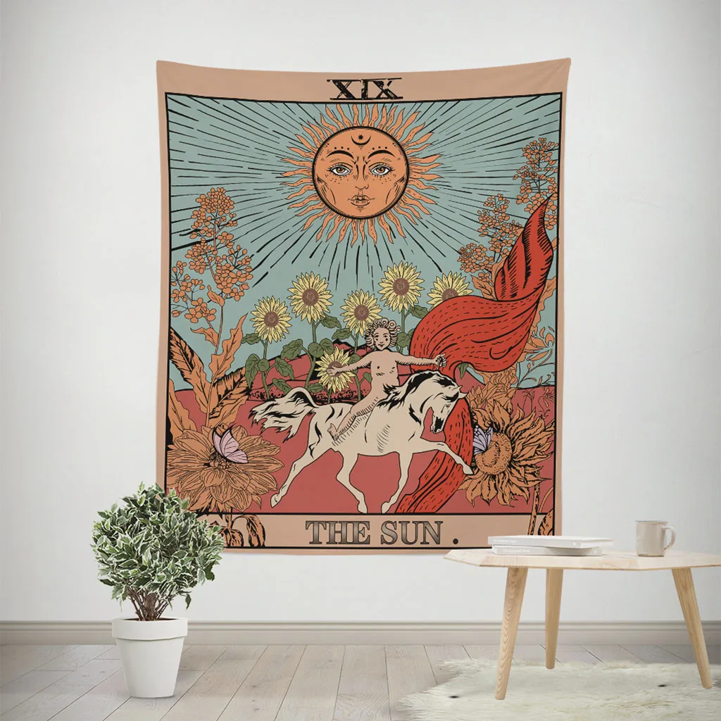 

moon tapestry psychedelic tapestry wall hanging Tarot Tapestries The Moon Star Sun Medieval Europe Divination Wall Hanging F802