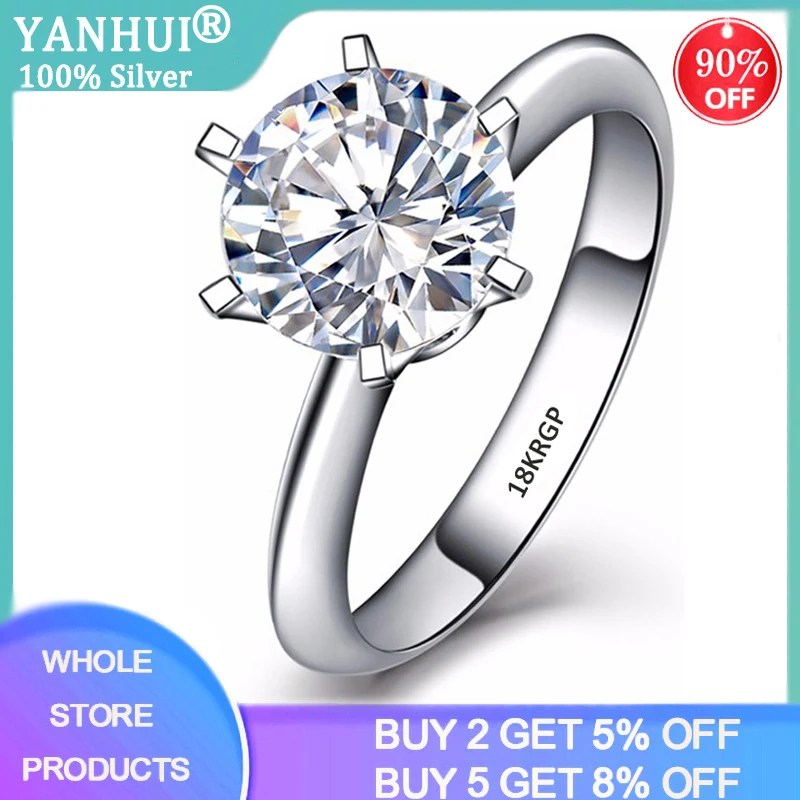 Rgp-Stamp Gold-Ring Solitaire Lab Diamond White Certificate Women Silver 18K Wedding