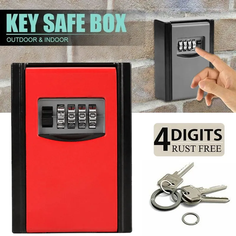 

4 Digit Code Saving Box Door Aluminium Alloy Safety Lock Box Password Key Box Key Storage Box Durable Pet Sitters