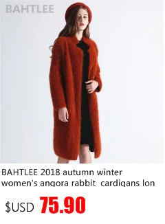 BAHTLEE, зимний женский длинный кардиган из Ангорского Кролика, джемпер, норка, кашемир, вязаный свитер, свободный, сохраняющий тепло, с надписью, жаккардовый переплетенный