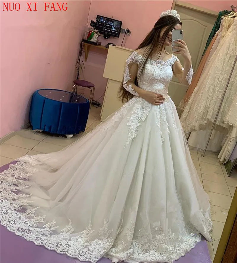 Baljurk Lace Applique Trouwjurk 2020 Lange Mouwen Uit De Schouder Suknia Slubna Arabische Moslim Vintage Vestido De Novia Baljurk Lace Applique Trouwjurk 2020 Lange Mouwen Uit De Schouder Suknia Slubna Arabische Moslim Vintage Vestido De Novia