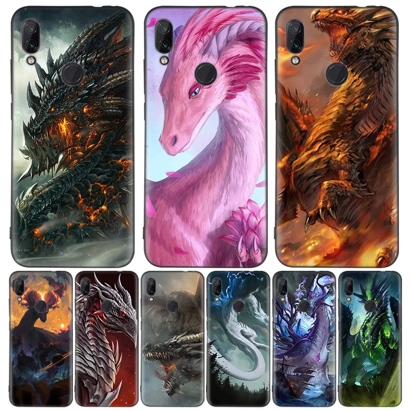

Cartoon dragon Black Cover Phone Case for Xiaomi Redmi Note 8 7 7S 7A 6 S2 GO K20 Pro 6A Mi 6X 5X A1 CC 9 8 Coque