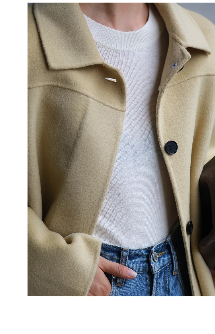 Mulan Autumn And Winter New Style Double-faced Woolen Goods Cashmere Wool Coat Short-height Wool Overcoat Short 6732
