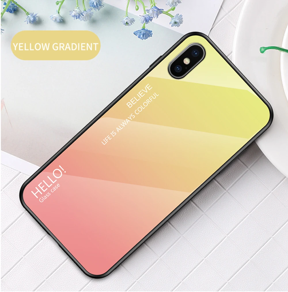 Для iphone XS Max, задняя крышка для телефона, модный, градиентный, сменный, стеклянный, задняя крышка для телефона, чехол для Apple iphone X XR, полная защита, бампер