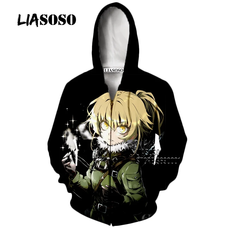 Аниме Yōjo Senki Saga of Tanya the Evil, 3D принт, женские и мужские толстовки с капюшоном, толстовки, куртка на молнии, пальто, высокое качество, топы