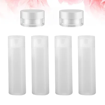 

6pcs Empty Bottle Set Plastic Dispenser Bottles with Flip Cap Squeeze Bottles Portable Travel Bottles (White 4pcs Squeeze Bottle