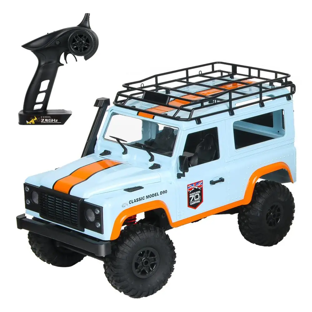 HobbyLane 1/12 2,4G 4WD Rc автомобиль с светодиодный светильник гусеничный альпинистский внедорожный грузовик D90 - Цвет: Blue car