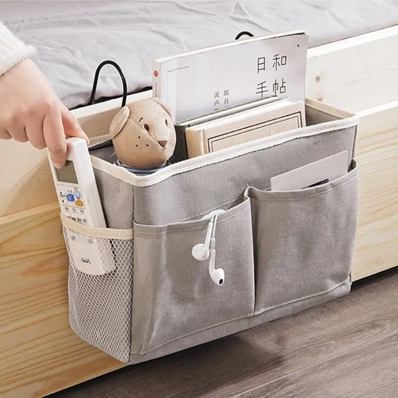 Bedside Caddy Hanging Canvas Storage Bag Organizer Dorm Room Phone Book Magazine Holder