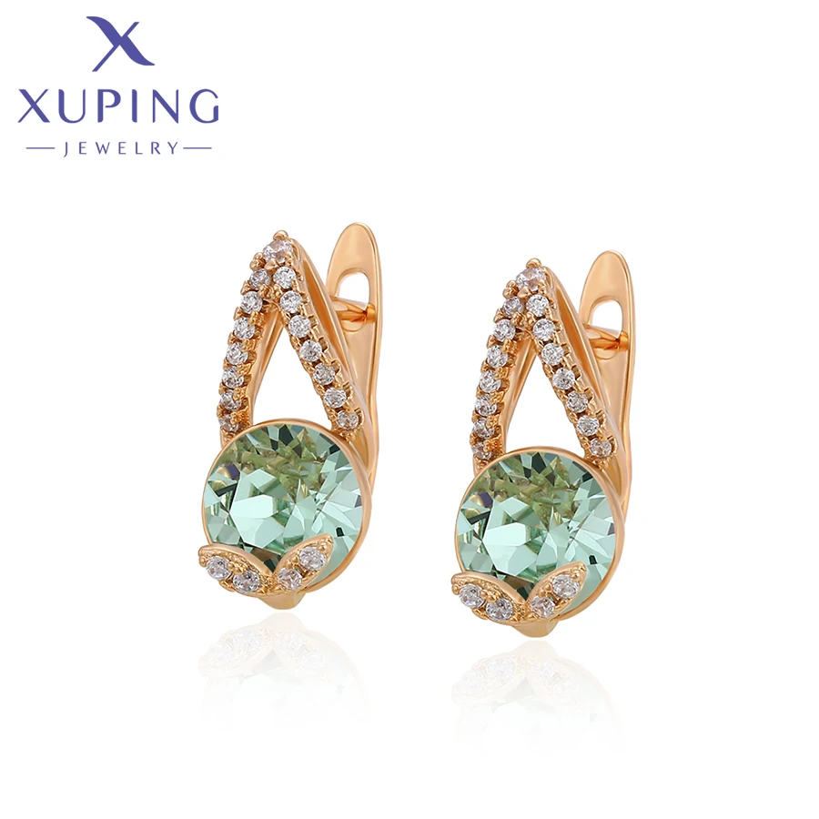 Xuping Schmuck Neue Ankunft Mode Gold Farbe Kristalle Creolen für Frauen Party Geschenk A 00507047 – Detail 3