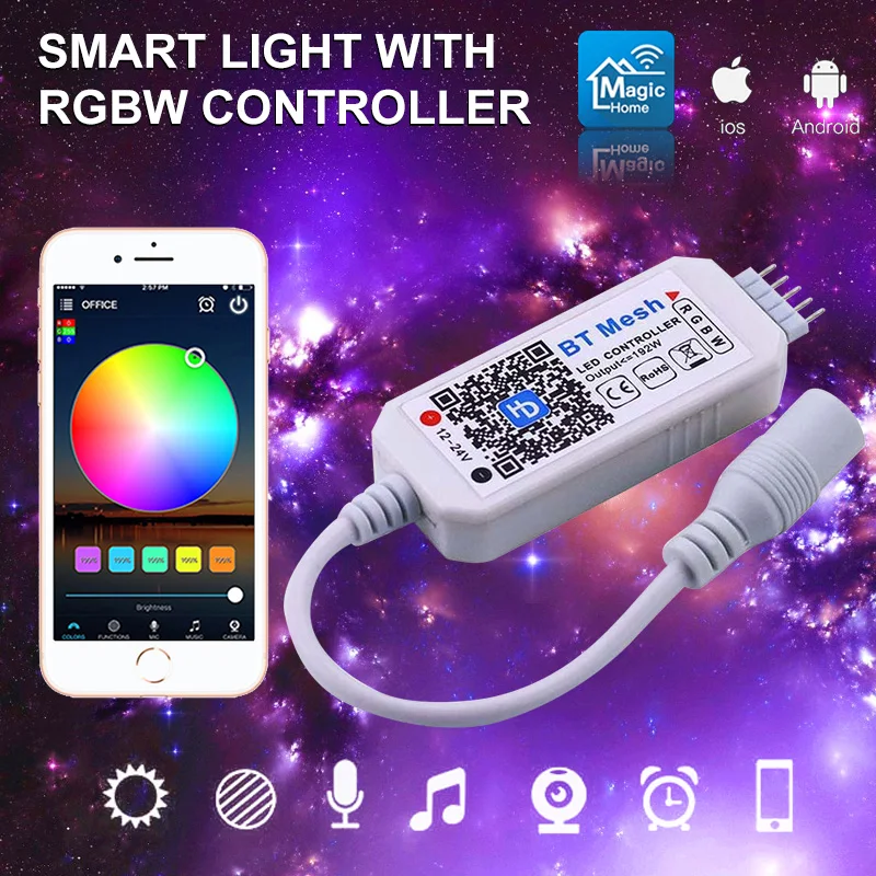 RGBW светодиодный мини-контроллер+ Bluetooth сеть и интеллектуальный контроллер приложений
