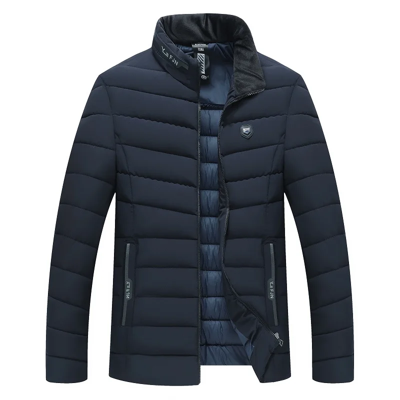 Navy Parka Мужские парки, зимняя куртка со стоячим воротником, Мужская парка, мужские однотонные утепленные куртки и пальто, Мужская зимняя верхняя одежда, ZA301 - Цвет: Navy Parka