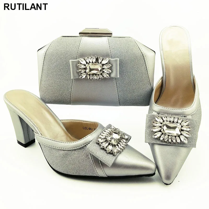 

New Slip-On Nigerian Shoes and Matching Bags Square Heel Party Italian Shoes with Matching Bags for Women Women Plataform Shoes
