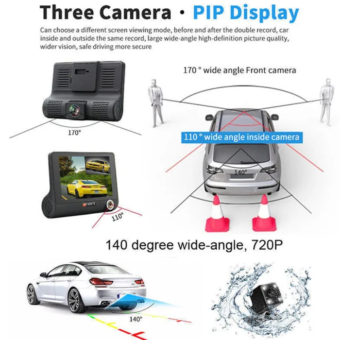 1080P 4 дюйма Видеорегистраторы для автомобилей Двойной объектив Dash Cam спереди и сзади видео Регистраторы Камера G-Сенсор Запись GV99