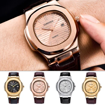 

Men PU Leather Sport Watch Modern Simple Analog Dial Date Quartz Wristwatches Vintage Leather Male Fashion Business Wrist Watch