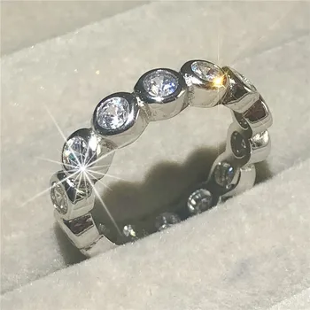

ETERNITY 925 Sterling silver BAND ENGAGEMENT WEDDING RINGS FOR WOMEN DIAMOND simulated PLATINUM Size 5,6,7,8,9,10