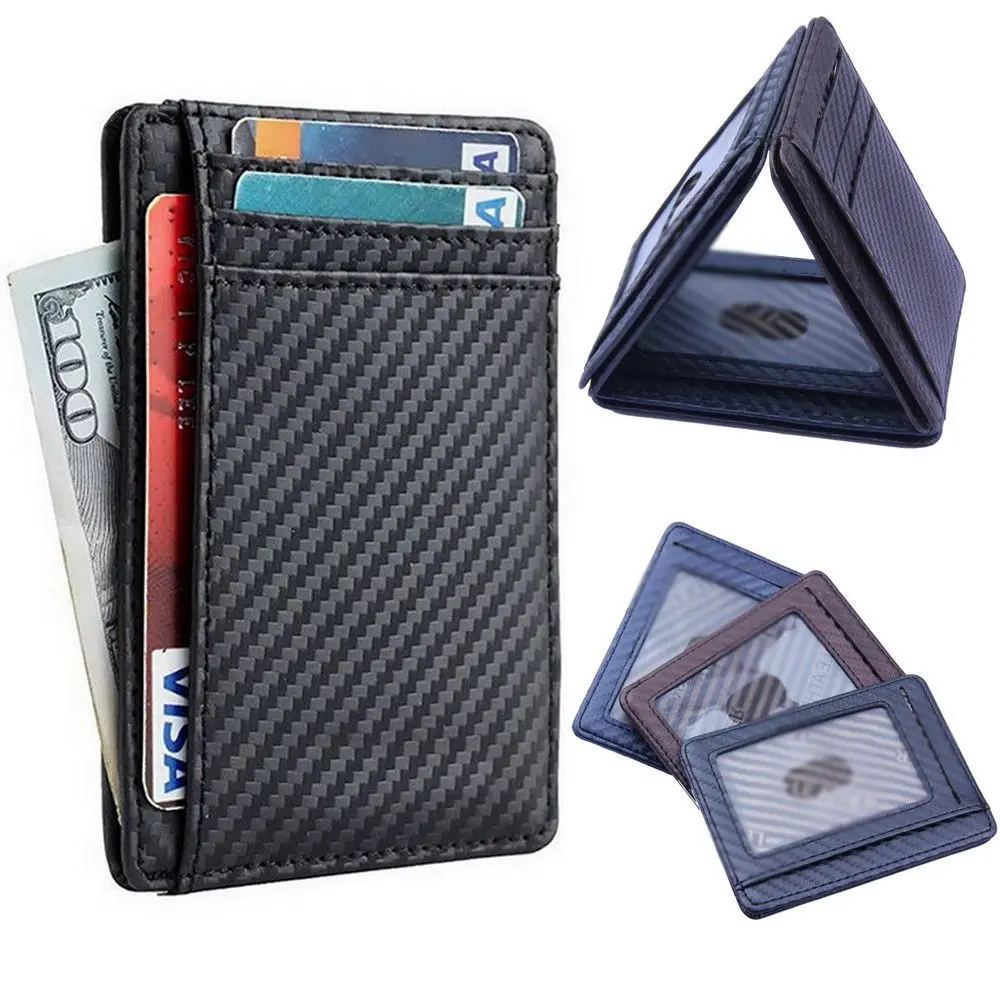 

New Slim Classic Fashion Leather Men's Wallet Card Holder Black Blue Brown Luxury High Quality Designer Money Phone Coin Bag