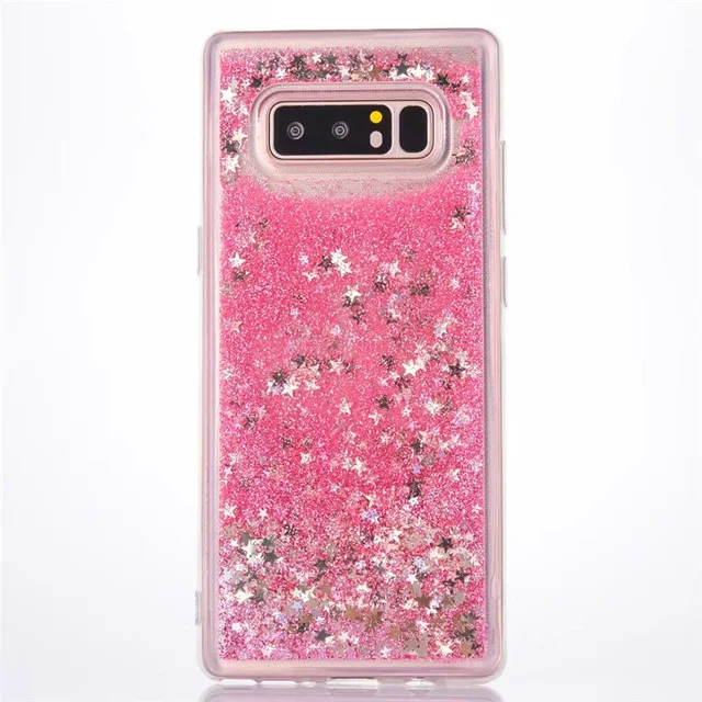 Блестящий чехол для телефона с сердечком для samsung Galaxy A3 A5 A7 J2 J3 J5 J7 Prime защитный чехол с динамическим жидким зыбучим песком - Цвет: Pink Star