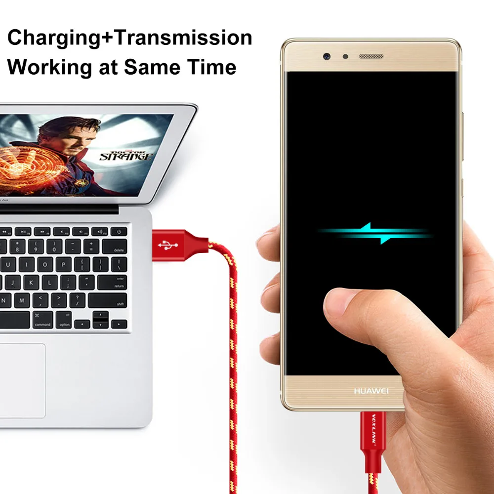 VOXLINK USB Type C Cable USB C Cable Fast Charging Data Cable gharger Cable for Samsung S8 S9 Xiaomi Huawei Mobile phone cable