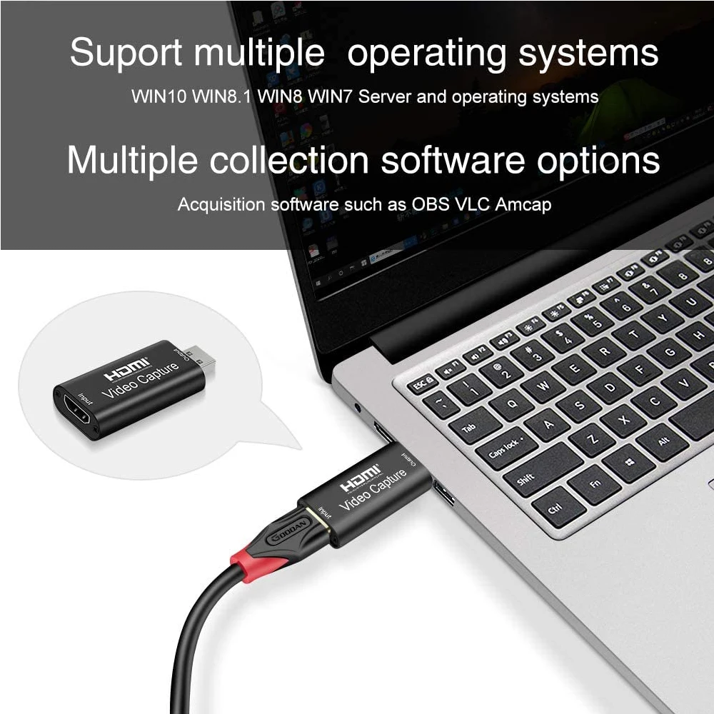 Captura de Vídeo Transmissão ao Vivo Hdmi para Usb2.0 Dslr Camcorder Ação Cam Operação Fácil Nenhum Driver Necessário 1080p30fps Via - Imagem 2