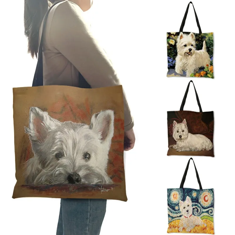 Уникальный дизайн собака Westie картина сумки из натуральной кожи для Для женщин