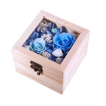 

Flasks Receive Immortal Flower Eternal Romantic Lovers Birthday Gifts Valentine's Day Flower Rose In Wood Storage Box