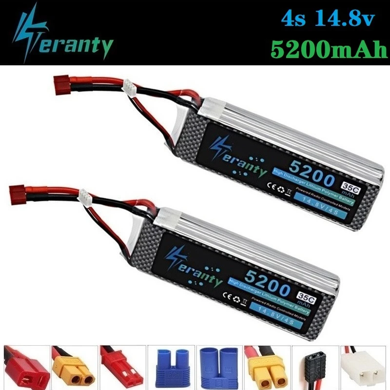 Емкость 4S 14,8 v 5200mAh 35C LiPo батарея для радиоуправляемого дрона радиоуправляемые автомобили радиоуправляемые роботы радиоуправляемые игрушечные лодки 14,8 v перезаряжаемая Lipo батарея 2 шт