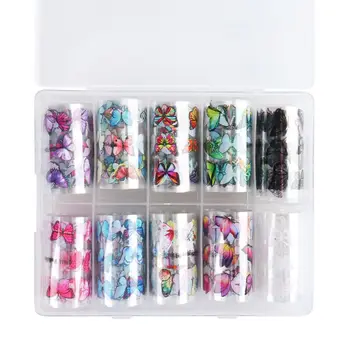 

10pcs Butterfly Nail Foil Set Full Wrap Nails Art Polish Transfer DIY Manicure Q0KD