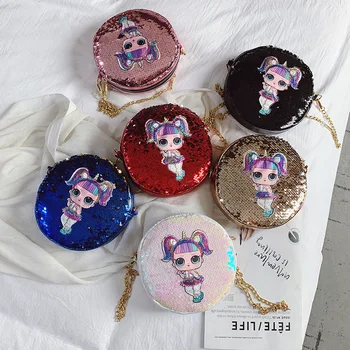 

LOL original Surprise Dolls Girl Shoulder bag Sequins Fashion Coin Purse kid Chain Toiletry Cute Bag Small Wallet