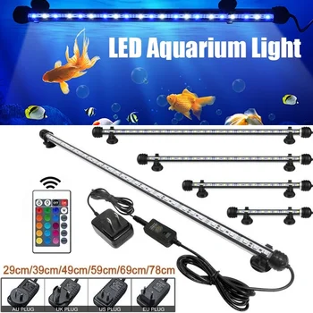 

19-69cm Aquarium Light Fish Tank Submersible Light Lamp Waterproof Underwater LED Lights Aquarium Lighting RGB US/AU/UK/EU Plug