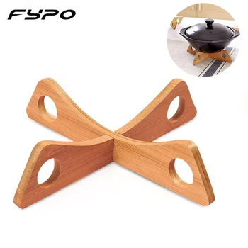 

Fypo Detachable Wood Table Mat Kitchen Pot Heat Insulated Cooling Dish Potholders Gadget Holder Tray Rack Kitchen Gadgets