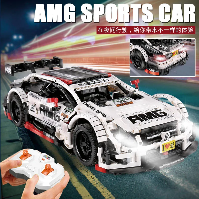 Новый MOC Technic C63 спортивный автомобиль 6687 LED RC Мотор мощность функция Fit Lepinblocks