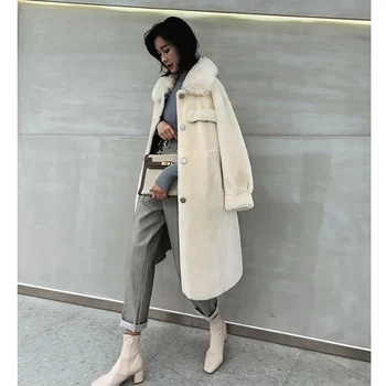 

Winter Coat Women Sheep Shearing Real Fur Coat Women Warm Long Jacket for Womens Clothing Abrigos Mujer Invierno 2020 ZT02 YY754
