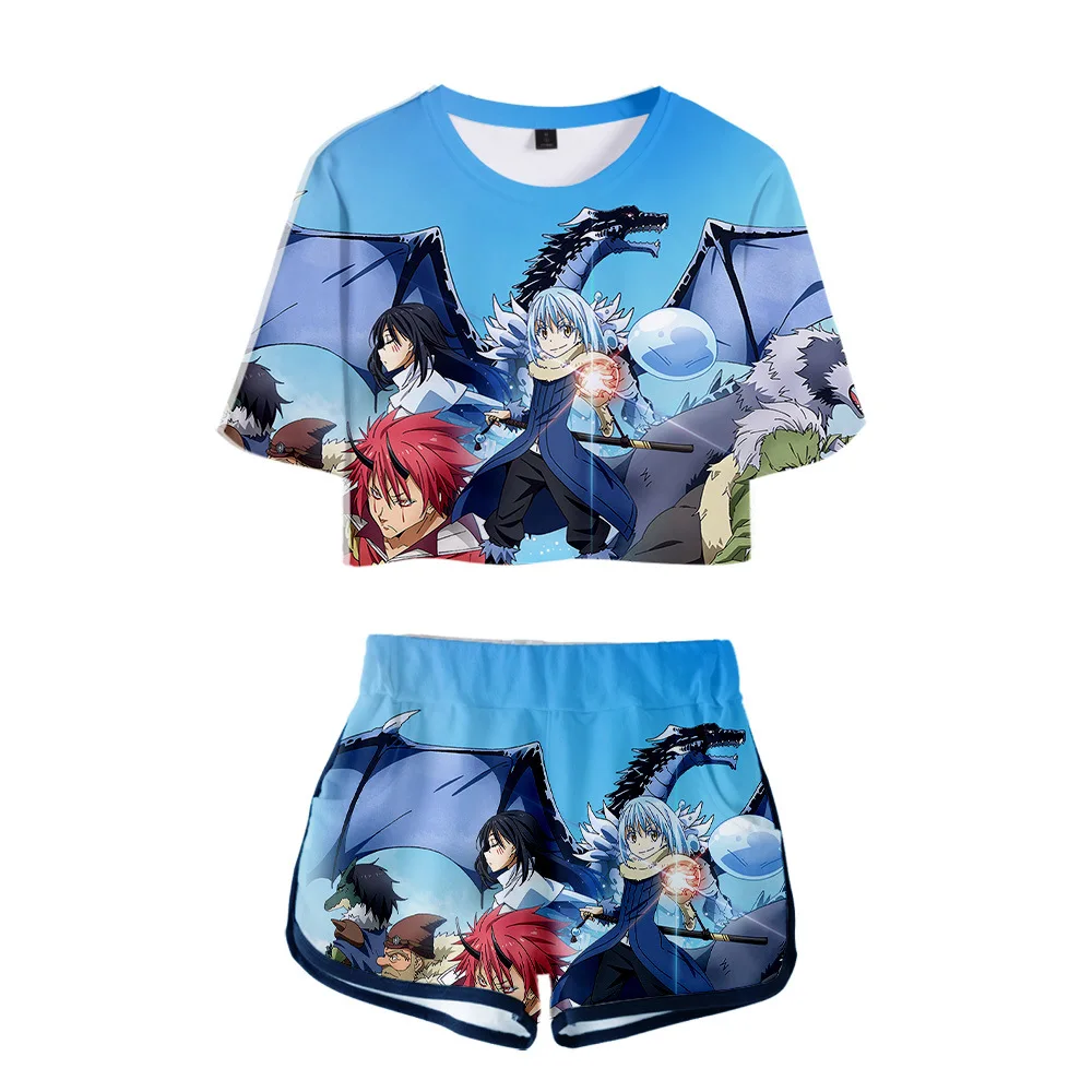Anime That Time I Got Reincarnated as a Slime Cosplay Costumes Short Sleeve T shirt Shorts Sport Suits Tees Running Sets Women