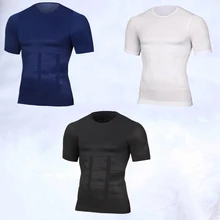 Tummy Belly Control Slim Waist Cincher Tee Shirts Men's Slimming Body Shapewear Corset Vest TShirt Compression Abdomen