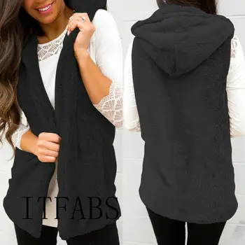 

Winter Women's Vest Winter Fur Hoodie Coats Keep Warm WaistCoat Sleeveless Outwear Autumn Casual Coat Jacket Womens Down Vests
