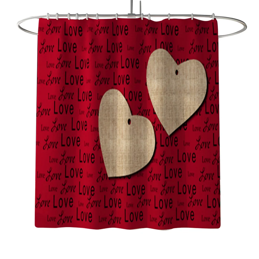 4pcs Shower Mat Bathroom Rugs Set Waterproof Window Soft Washable Non Slip Hotel Toilet Floor Home Heart Pattern Curtain Cover