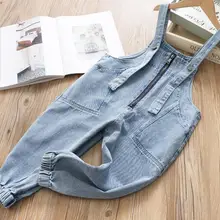 Новые стильные джинсовые комбинезоны для девочек модные штаны для девочек на весну-лето 3-8 лет, PP696