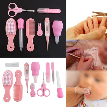 

Hot! 10PCS/Set Baby Health Care Kit Newborn Kid Baby Care Kit Grooming Set Thermometer Clipper Scissor Kid Toiletries for Baby