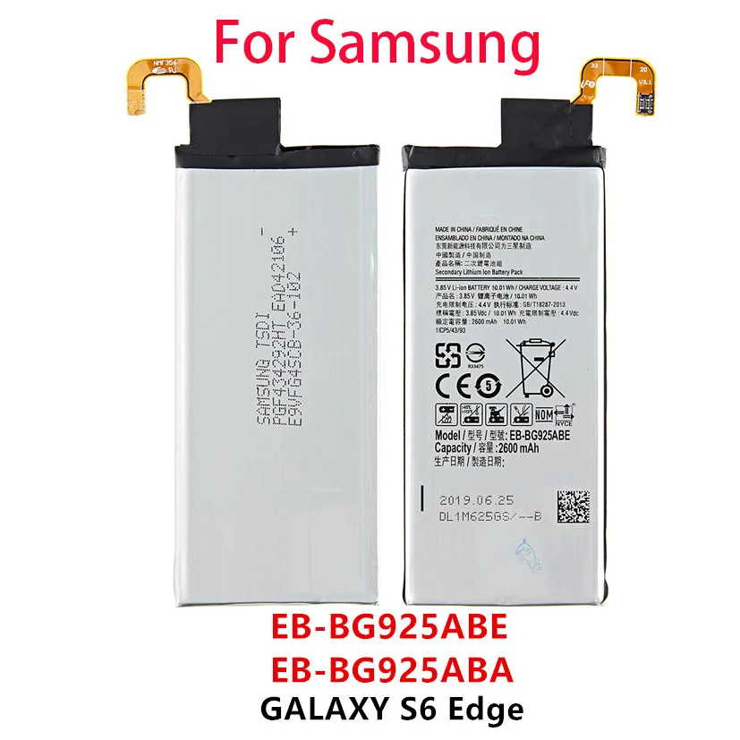 100% Оригинальный 2600 мА/ч EB BG925ABA для Samsung GALAXY S6 край G9250 SM G925l G925F G925L G925K G925S G925A G925 S6Edge