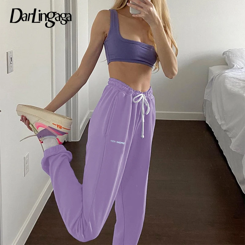Darlingaga Casual Loose Drawstring Sweatpants Women High Waist Pants Letter Print Elastic Joggers Korean Style Women's Sweatpant Darlingaga Casual Loose Drawstring Sweatpants Women High Waist Pants Letter Print Elastic Joggers Korean Style Women's Sweatpant
