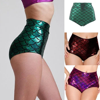

2020 Women Sequin Glitter High Rise Waist Fish Scale Pattern Sexy Panties Underwear Lingerie Underpant Boyshort