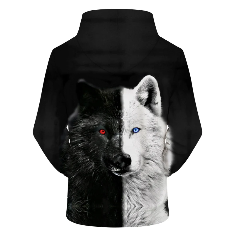 Ying and Yang Wolf толстовки уличная Толстовка Повседневная мужская 3D пуловер Harajuku