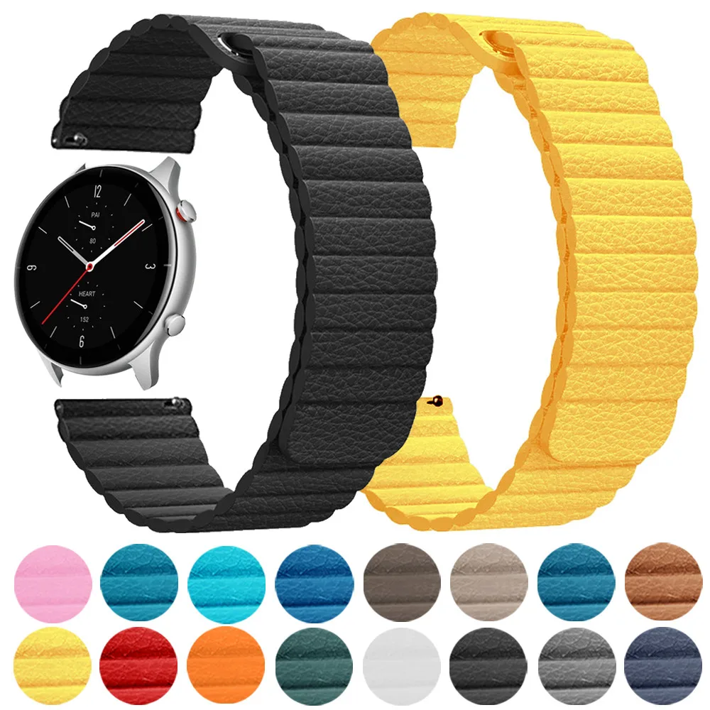 

20mm 22mm Loop Leather Strap For Huami Amazfit GTR 2 47mm 42mm Magnetic Bracelet Band Stratos 3 GTS 2 Bip 2e 20mm 22mm Wristband